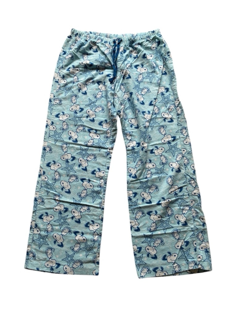 Peanuts Women's Blue Snoopy Print 100% Cotton Flannel Pajama Pants Size Medium